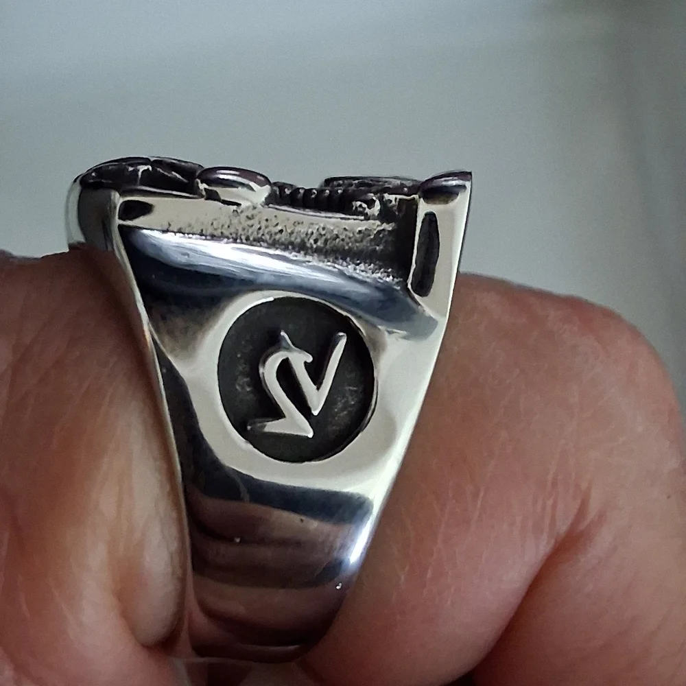 MEN'S BIKER RING STAINLESS STEEL SIZE 9